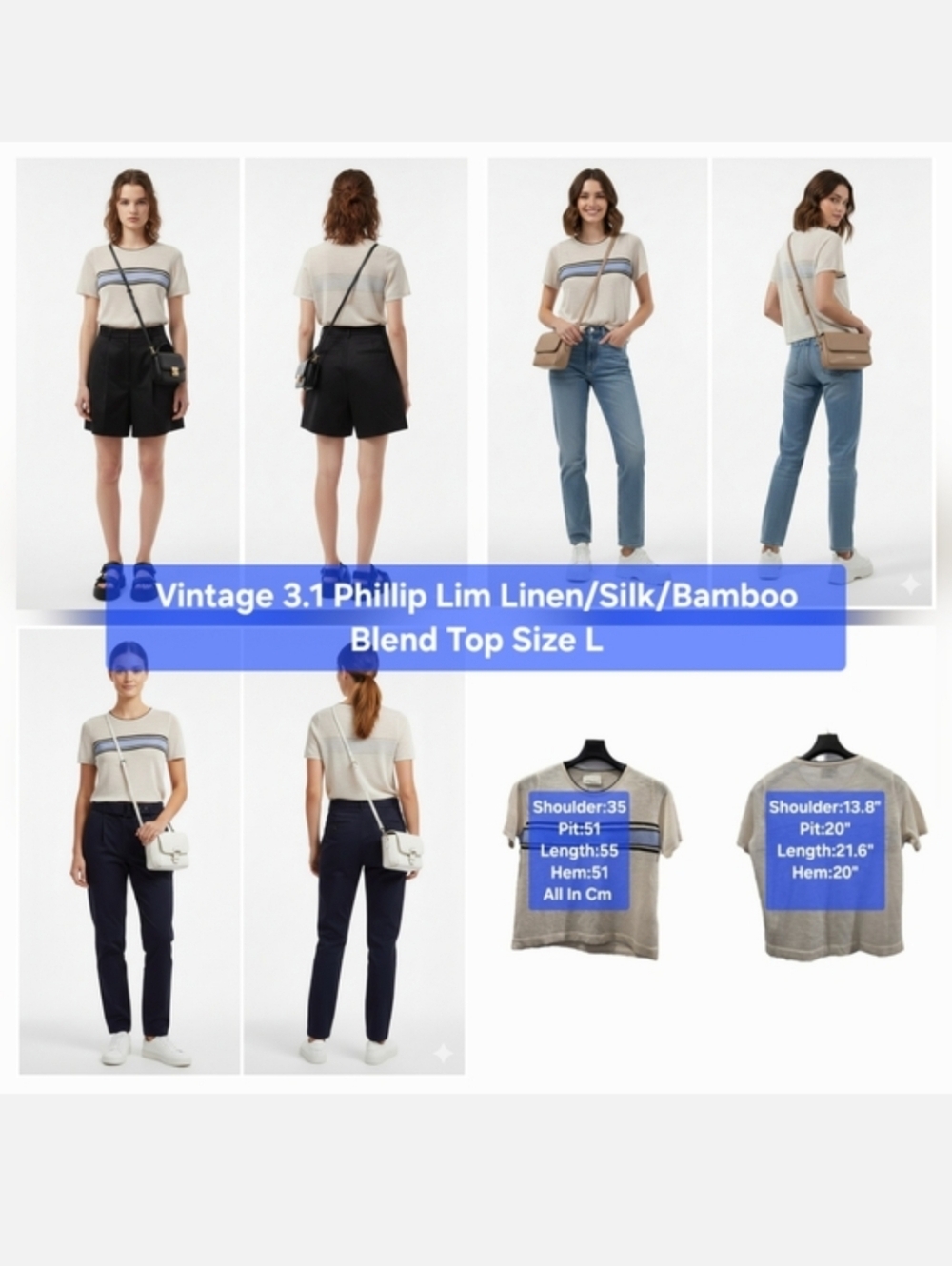 Vintage 3.1 Phillip Lim Linen/Silk/Bamboo Blend Top Size L